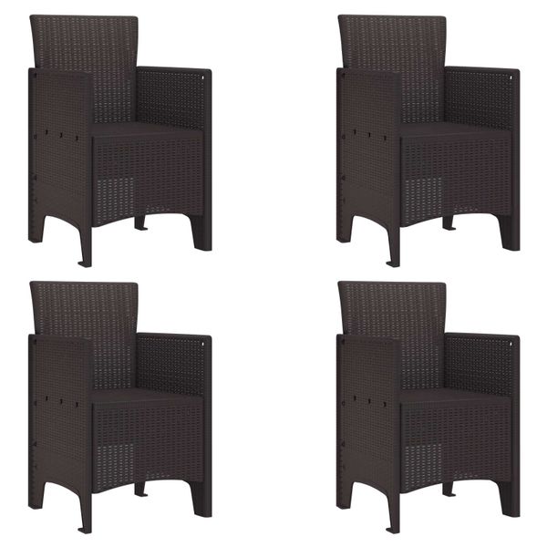 vidaXL Záhradná stolička 4 pcs Hnedá 53 x 49 x 85 cm Polypropylén