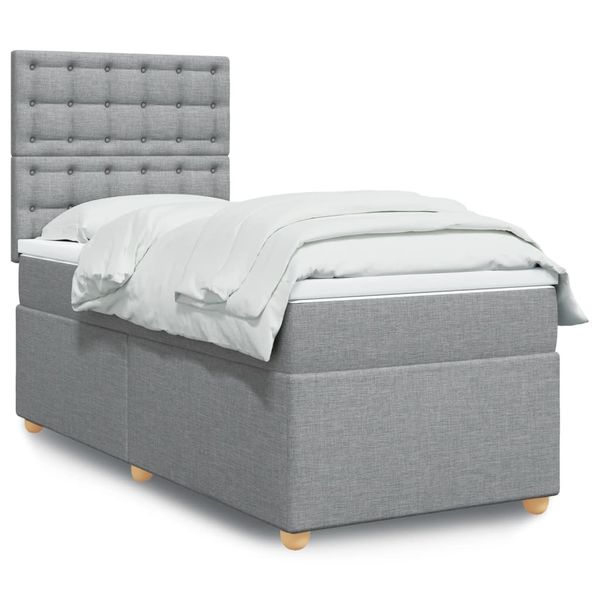 vidaXL Posteľný rám boxsping s matracom bledosivý 80x200 cm látka