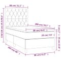vidaXL Posteľ boxsping s matracom a LED krémová 80x200 cm látka