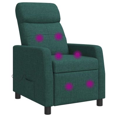 vidaXL Masážne relaxačné kreslo Tmavozelená Látka