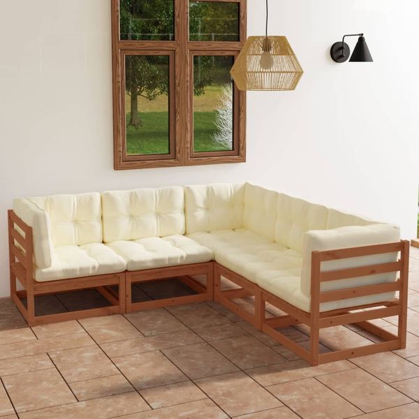 vidaXL 5-dielna záhradná súprava s podložkami, borovicový masív