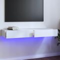 vidaXL TV skrinka s LED svetlami lesklá biela 120x35x15,5 cm