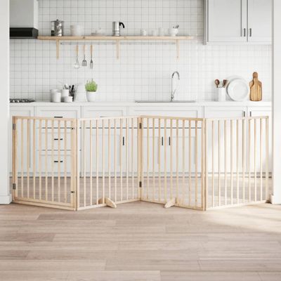 vidaXL Brána pre psa s dverami skladacia 4 panely 320cm topoľové drevo