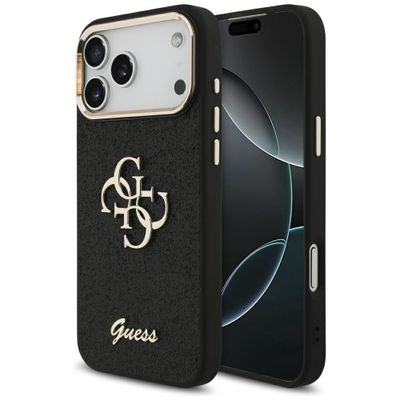 Puzdro Guess Fixed Glitter Big 4G Metal Frame pre iPhone 17 Pro Max čierne
