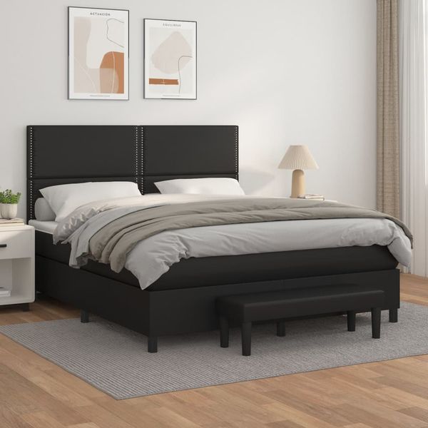 vidaXL Boxspring posteľ s matracom čierna 160x200 cm umelá koža