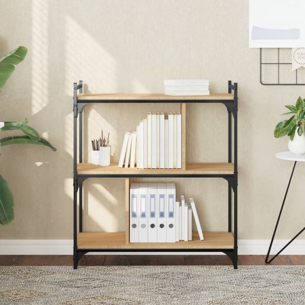 vidaXL Knižnica 3-poschodová dub sonoma 76x32x88 cm kompozitné drevo