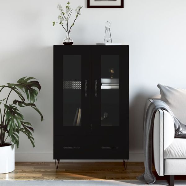vidaXL Vysoká skrinka čierna 69,5x31x115 cm kompozitné drevo