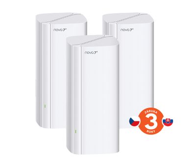 Tenda Nova ME3 Pro (3-pack) WiFi7 BE3600 Mesh Gigabit systém, 9x GLAN/GWAN, WPA3, VPN, CZ app