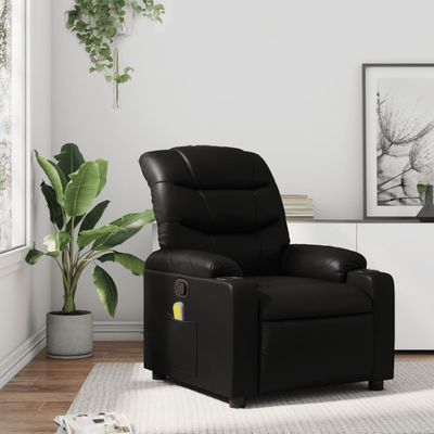 vidaXL Masážne kreslo s polohovacím mechanizmom, čierne, umelá koža