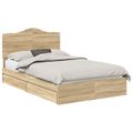 vidaXL Úložná posteľ Sonoma dub 135 x 190 cm Kompozitné drevo