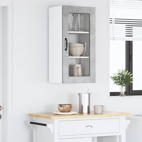 vidaXL Nástenný sklenený kabinet LUCCA Betónovo sivá 40 x 31 x 80 cm