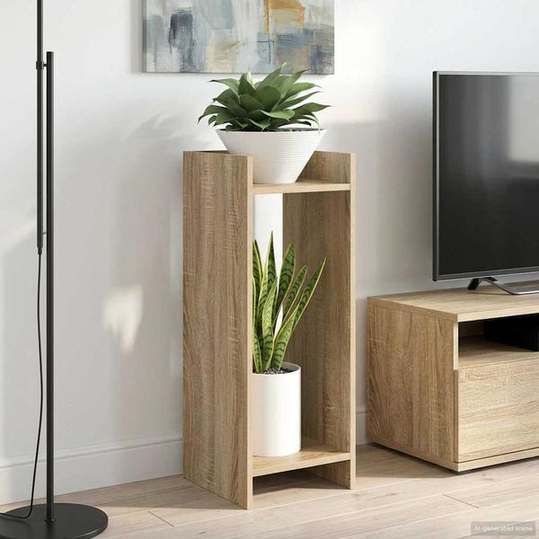 vidaXL Stojan na rastliny s poličkou 2 pcs Sonoma dub 30 x 30 x 80 cm