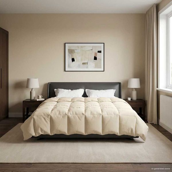 vidaXL Zimný prehoz Šnurovaný Krémová 200 x 200 cm Mikrovlákno