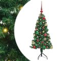 vidaXL Rohový umelý vianočný strom s 150 LED-i Zelená 120 cm PVC a kov