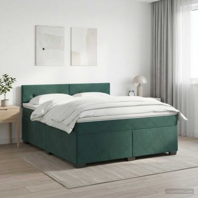 vidaXL Posteľ boxspring s matracom Tmavozelená 140 x 200 cm Zamat