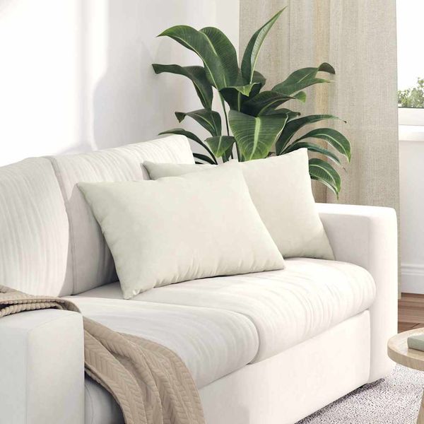 vidaXL Vankúše na pohovku 2 pcs Krémová 60 x 40 cm Kordúrová tkanina