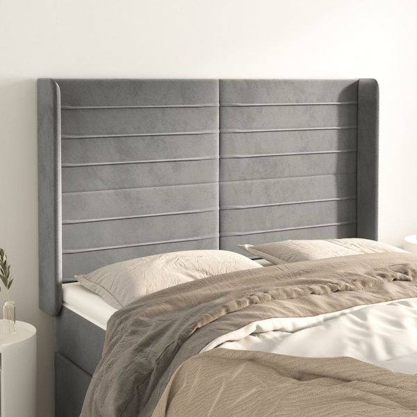 vidaXL Čelo postele so záhybmi bledosivé 147x16x118/128 cm zamat
