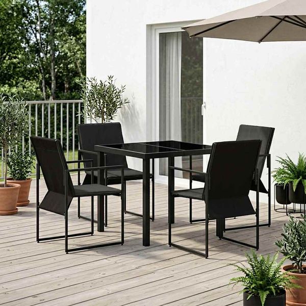 vidaXL Záhradný jedálenský set 5 pcs Čierna a antracit 80 x 80 x 73 cm