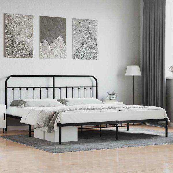 vidaXL Kovový rám postele s čelom čierny 200x200 cm