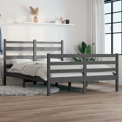 vidaXL Posteľný rám borovicový masív 140x200 cm sivý