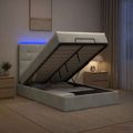 vidaXL Ottoman posteľ s matracom a LED Svetlosivá 120 x 200 cm Zamat