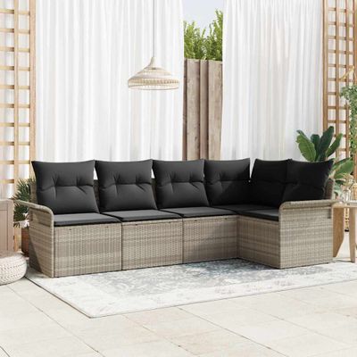 vidaXL Súprava záhradných pohoviek s vankúšom 5 pcs polyratan