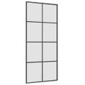 vidaXL Posuvné dvere s kovaním čierne 90x205 cm ESG sklo