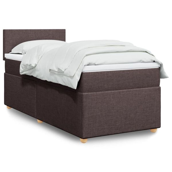 vidaXL Boxspring posteľ s matracom tmavohnedá 90x190 cm látka