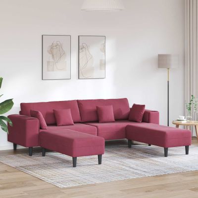 vidaXL Pohovka 3 pcs Víno červené 250 x 188 x 76 cm Zamat