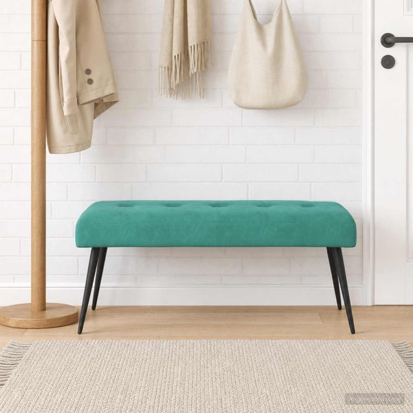 vidaXL Lavica s gombíkovým prešívaním Tyrkysová 110 x 40 x 46 cm Zamat