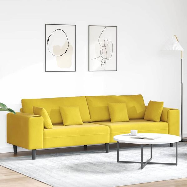 vidaXL Pohovka Žltá 250 x 77 x 76 cm Zamat