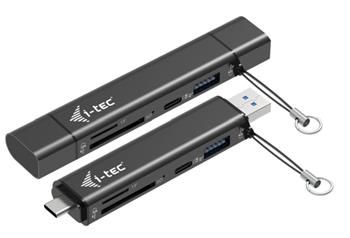 i-tec USB-C/USB-A Dongle SD, TF and 2x USB (1x USB-A, 1x USB-C) USB-C/USB-A dongle, ctecka SD/microSD, USB-C 3.2 Gen 1, USB-A 3.2 Gen 1, 5 Gbps, kovové telo, Plug & Play