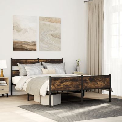 vidaXL Posteľný rám bez matraca dymový dub 140x200 cm kompozitné drevo