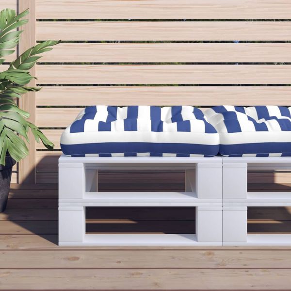 vidaXL Poduška na paletovú pohovku modro-biele pruhy 60x60x12cm látka