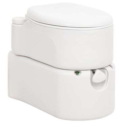 vidaXL Integrované kempingové WC biele 24+17 l HDPE a smalt