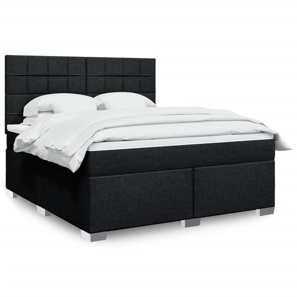vidaXL Posteľný rám boxspring s matracom čierny 180x200 cm látka