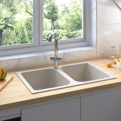 vidaXL Kuchynský drez Béžová 76 x 48 x 30 cm Quartz a živica