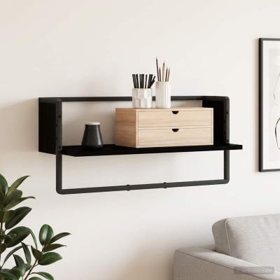 vidaXL Stenná polica Nástenná montáž Čierny dub 65 x 25 x 30 cm kov PB