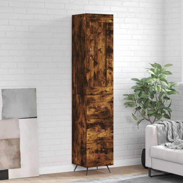 vidaXL Vysoká skrinka dymový dub 34,5x34x180 cm spracované drevo