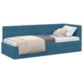 vidaXL Rohový rám postele s čelnou doskou Modrá 80 cm x 200 cm Zamat