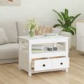vidaXL Konferenčný stolík biely 71x49x55 cm borovicový masív