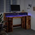 vidaXL Stôl s LED svetlami staré drveo 140x55x91 cm kompozitné drevo