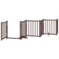 vidaXL Brána pre psa s dvere sklad. 9 pan. hnedá 450 cm topoľové drevo