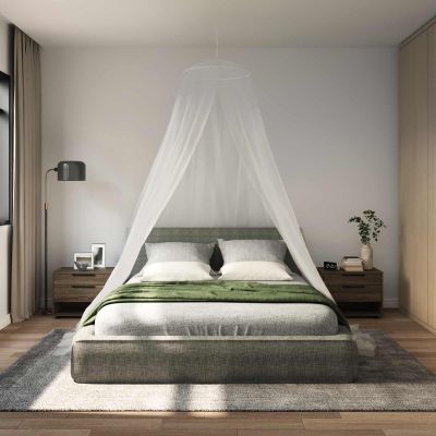 vidaXL Sieť proti komárom na posteľ 3 pcs 156 mesh Biela ⌀56 x 220 cm