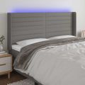 vidaXL Čelo postele s LED tmavosivé 183x16x118/128 cm látka
