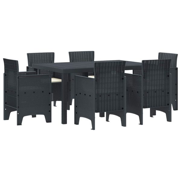 vidaXL Záhradný jedálenský set 7 pcs Antracit Polt ratan