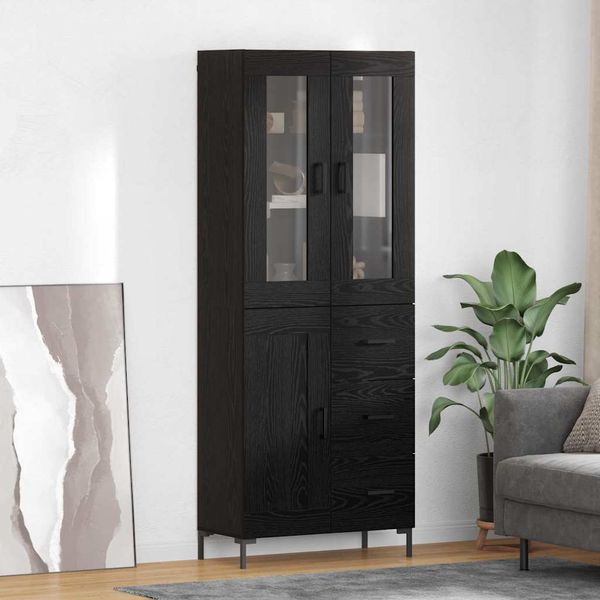 vidaXL Highboard so zásuvkou 2 pcs Čierny dub Kompozitné drevo