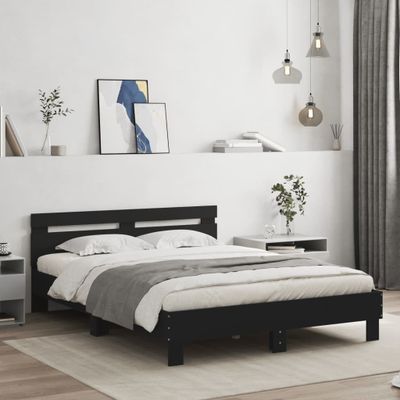 vidaXL Posteľný rám s čelom čierny 150x200 cm kompozitné drevo