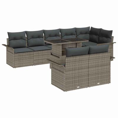 vidaXL Súprava záhradných pohoviek s vankúšom 9 pcs Sivá Poly ratan