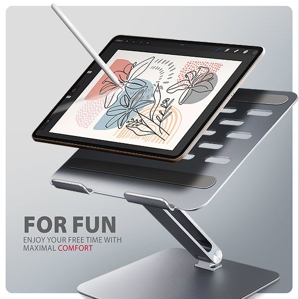 AXAGON STND-LQ hliníkový HQ stojan na notebook 10"-17.3" nastaviteľná výška a uhol, sivý